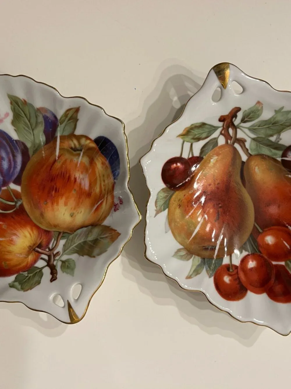 Vintage Mitterteich Bavaria Porcelain Dishes Set of TWO - Fruit Motif Germany